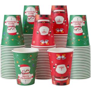imageLamosi Coffee Cups 12 oz 240 Pack Disposable Paper Cups for Hot or Cold Drinks Insulated Leakproof Cup for Cafe Office hotel and HomeChristmas12OZ100