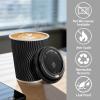 image:imageLamosi 16 oz Disposable Coffee Cups with Lids 50 Pack Insulated Hot Cups To Go Paper Coffee Cups with Lids and Straws Corrugated Ripple Wall Cup for Hot Drink Office Coffee Bar Champagne50PackBlack