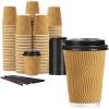 image:imageLamosi 16 oz Disposable Coffee Cups with Lids 50 Pack Insulated Hot Cups To Go Paper Coffee Cups with Lids and Straws Corrugated Ripple Wall Cup for Hot Drink Office Coffee Bar Champagne50PackChampagne