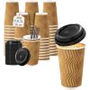 image:imageLamosi 16 oz Disposable Coffee Cups with Lids 50 Pack Insulated Hot Cups To Go Paper Coffee Cups with Lids and Straws Corrugated Ripple Wall Cup for Hot Drink Office Coffee Bar Champagne500PackChampagne