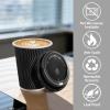image:imageLamosi 16 oz Disposable Coffee Cups with Lids 50 Pack Insulated Hot Cups To Go Paper Coffee Cups with Lids and Straws Corrugated Ripple Wall Cup for Hot Drink Office Coffee Bar Champagne50PackBlack