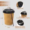 image:imageLamosi 16 oz Disposable Coffee Cups with Lids 50 Pack Insulated Hot Cups To Go Paper Coffee Cups with Lids and Straws Corrugated Ripple Wall Cup for Hot Drink Office Coffee Bar Champagne50PackChampagne