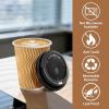 image:imageLamosi 16 oz Disposable Coffee Cups with Lids 50 Pack Insulated Hot Cups To Go Paper Coffee Cups with Lids and Straws Corrugated Ripple Wall Cup for Hot Drink Office Coffee Bar Champagne50PackChampagne
