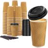 image:imageLamosi 16 oz Disposable Coffee Cups with Lids 50 Pack Insulated Hot Cups To Go Paper Coffee Cups with Lids and Straws Corrugated Ripple Wall Cup for Hot Drink Office Coffee Bar Champagne50PackChampagne