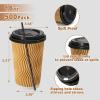 image:imageLamosi 16 oz Disposable Coffee Cups with Lids 50 Pack Insulated Hot Cups To Go Paper Coffee Cups with Lids and Straws Corrugated Ripple Wall Cup for Hot Drink Office Coffee Bar Champagne500PackChampagne