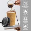 image:imageLamosi 16 oz Disposable Coffee Cups with Lids 50 Pack Insulated Hot Cups To Go Paper Coffee Cups with Lids and Straws Corrugated Ripple Wall Cup for Hot Drink Office Coffee Bar Champagne50PackChampagne