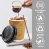 image:imageLamosi 16 oz Disposable Coffee Cups with Lids 50 Pack Insulated Hot Cups To Go Paper Coffee Cups with Lids and Straws Corrugated Ripple Wall Cup for Hot Drink Office Coffee Bar Champagne50PackChampagne