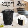 image:imageLamosi 16 oz Disposable Coffee Cups with Lids 50 Pack Insulated Hot Cups To Go Paper Coffee Cups with Lids and Straws Corrugated Ripple Wall Cup for Hot Drink Office Coffee Bar Champagne50PackBlack