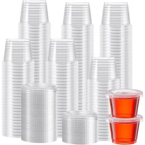 image:imageLamosi 360 Set 2 oz Jello Shot Cups with Lids Sturdy amp Safe Small Food Containers with Lids Disposable Food Storage Condiment Cups for Salad Dressing Portion Sauce Dipping PuddingLAZL1OZ500